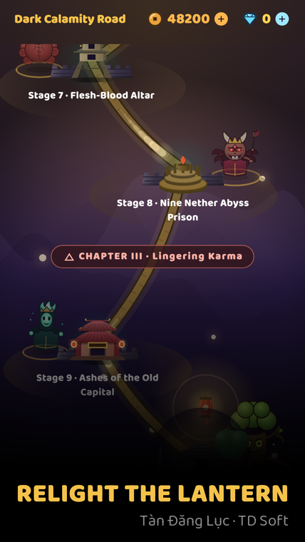 The Dark Calamity road — the stage map by chapter